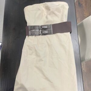strapless fitted  knee length dress with great belt